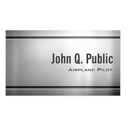 Airplane Pilot - Cool Stainless Steel Metal Business Card (front side)