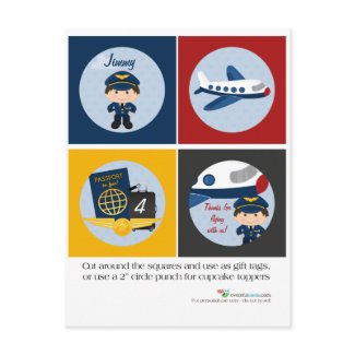Aeroplane Pilot Party Cupcake Toppers postcard