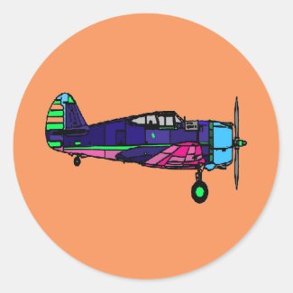 airplane round sticker
