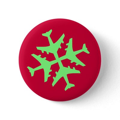 Airplane Snowflake Pinback Button by cloudbunnys