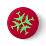 Airplane Snowflake Pinback Button