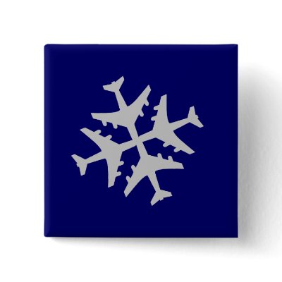 Airplane Snowflake Pinback Buttons by cloudbunnys