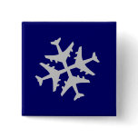 Airplane Snowflake Pinback Buttons