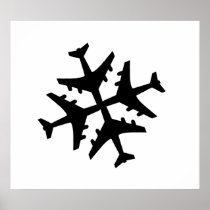 Airplane Snowflake Poster