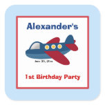 Airplane Square Favor Stickers (6 Large)