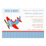Airplane Stripes Red Blue Boy Baby Shower Invitation