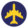 Airplane Symbol in Circle Round Stickers