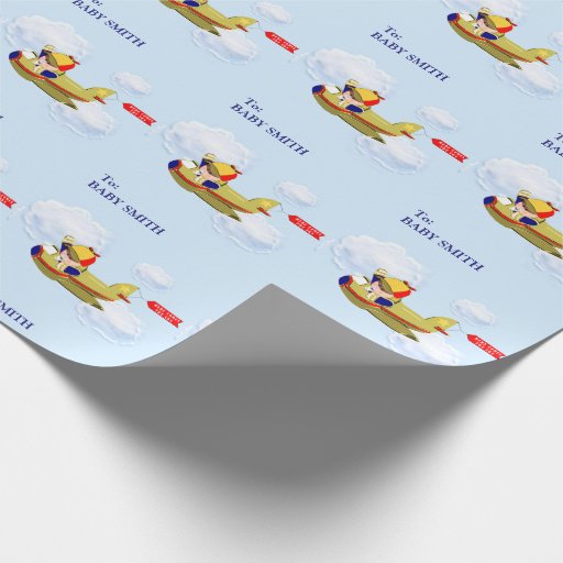 airplane themed baby gift wrapping paper Zazzle