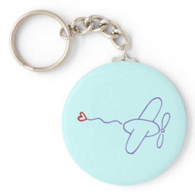 Airplane with Heart Keychain