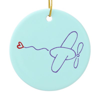 Airplane with Heart Ornament