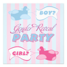 Airplanes and Banners Gender Reveal Party Personalized Invitations