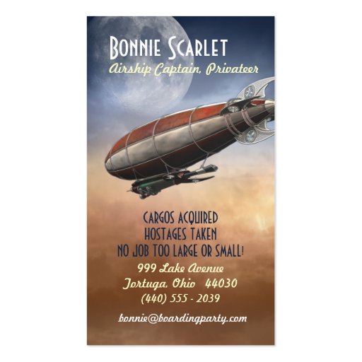 Airship Captain (Vertical) Business Cards (front side)