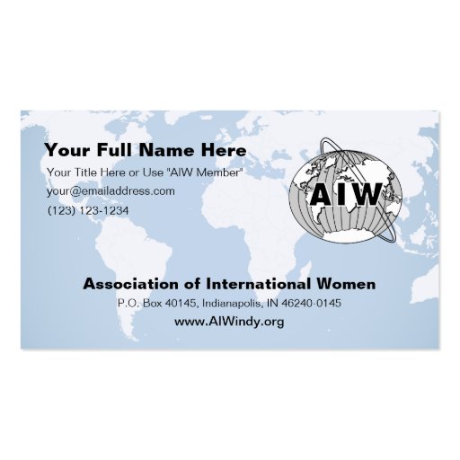 AIW Info Card and/or Business Card (front side)
