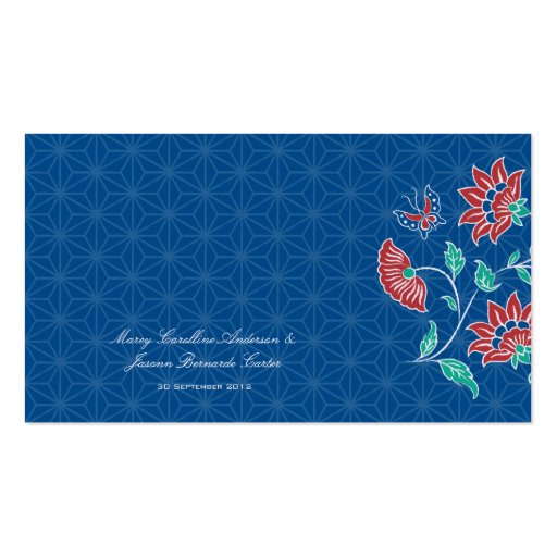 Aiyana Floral Batik Wedding Place Card 2 Business Card Templates
