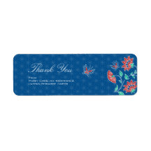 Aiyana Floral Batik Wedding Thank You Sticker Labels