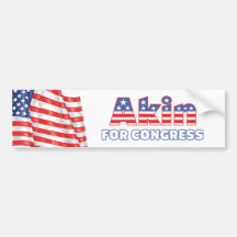 Akin for Congress Patriotic American Flag Bumper Sticker