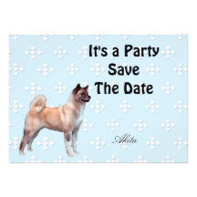 Akita - Blue w/ White Diamonds Design Custom Announcements