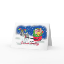 AKITA_Christmas_Sleigh Greeting Cards