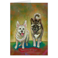 Akita dog art happy dogs fun painting Unorthodogs Greeting Card