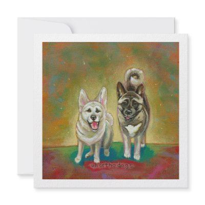 Akita dog art happy dogs fun painting Unorthodogs Personalized Invitations by SimpleTerms