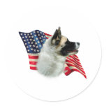 Akita Flag Round Stickers