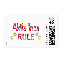 Akita Inus Rule Postage Stamps