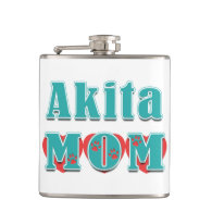 Akita Mom Hearts Flasks
