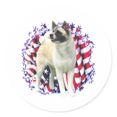 Akita Patriot Stickers by GreyWolfCreation