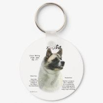 Akita (pinto) History Design keychains by GreyWolfCreation Akita (pinto) History Design keychains