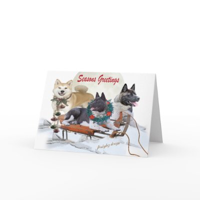 Akita Season Greetings Cards by friskybiz