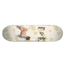 Akita ~ Tan Leaves Motiff Custom Skateboard