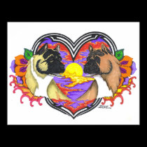 Akitas inside a Heart posters