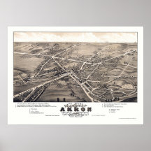 Akron, OH Panoramic Map - 1882 Posters