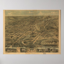 Akron Ohio 1870 Antique Panoramic Map posters