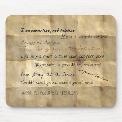 Al-anon Slogans Motivational Mousepad by Pixel_Bunneh