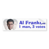 Al Franken: 1 man, 3 votes bumper stickers