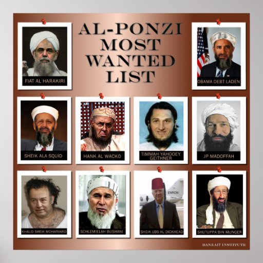 AL-PONZI MOST WANTED LIST--COPPER COLOR PRINT