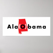 Ala(O)bama - Red and Black and White Print