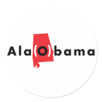 Ala(O)bama - Red and Black and White Round Sticker