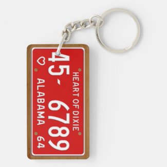 Alabama 1964 Heart of Dixie License Plate Keychain Rectangular Acrylic Key Chain