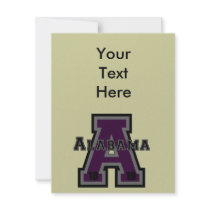 Alabama 'A' Purple invitations