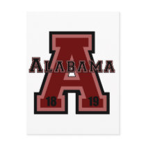 Alabama 'A' Red Postcard