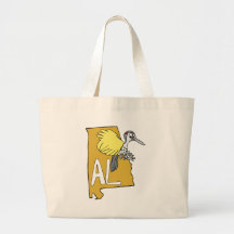 Alabama AL Map & Yellowhammer Woodpecker Cartoon Tote Bag
