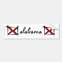 Alabama Brush Flag Bumper Stickers