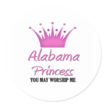 Alabama Princess Round Stickers