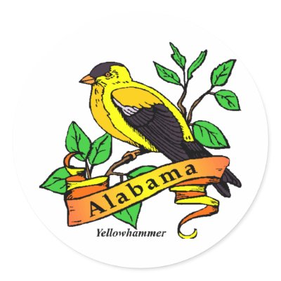 Alabama State Bird Round Sticker by GeographyTees