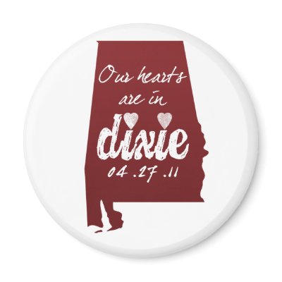 Alabama Tornado Relief - Hearts with Dixie Refrigerator Magnets by WrightStudio