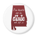 Alabama Tornado Relief - Hearts with Dixie Refrigerator Magnets