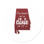 Alabama Tornado Relief - Hearts with Dixie Round Sticker