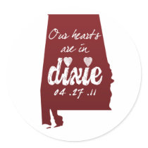 Alabama Tornado Relief - Hearts with Dixie Round Stickers